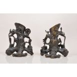 A pair of Chinese bronze stump vases, 18th or 19th Century,