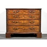 A George III mahogany serpentine chest of drawers, ogee moulded outline,