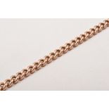 A 9ct rose gold curb-link single albert, 41cm, fitted with two swivel fasteners, 45grms.