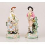 A pair of Derby figures, The Garland Shepherds, late 18th Century,