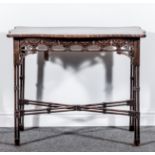 A Chinese Chippendale style mahogany and stained beechwood centre table, circa 1900,