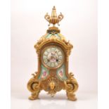 An French Transitional style "Sevres" porcelain and gilt metal mantel clock,