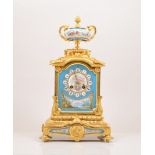 A French gilt metal and Sevres style porcelain mantel clock, by Japy Freres & Cie,