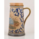 A Doulton Lambeth stoneware jug, 1879, designed by Florence Barlow, tapering straight sided,