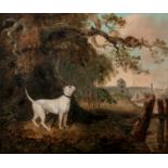Charles Henry Schwanfelder
Staffordshire terrier and a cat in a tree,
signed,
oil on relined canvas,