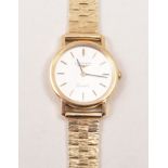 A lady's Longines Quartz wristwatch, circular cream baton dial, 9ct gold case, No.