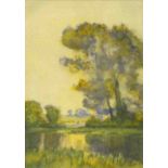 Alfred East
River landscape,
watercolour,
23 x 17cm,
labelled verso "By Sir Alfred East,