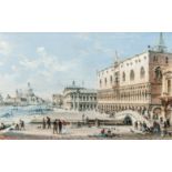 Giovanni Grubacs
Doge's Palace with a Ponte della Paglia, Venice,
signed,
oil on board,
15 x 24cm.