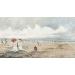 Follower of Eugene Boudin
Beach scene with figures, 
oil on panel,
51 x 86cm.