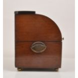 A George IV mahogany cylinder front box, with ebony banding and boxwood stringing,