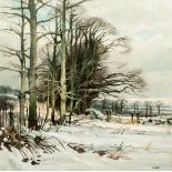 John Lines
Upland Winter,
signed,
oil on board,
74 x 74cm.