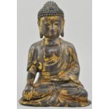 Chinese Tibetan gilt bronze seated figure of a Buddha, height 30cm.