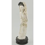 Early 20th Century Japanese carved ivory figure of a Geisha, Meiji period,