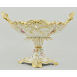 Rockingham style comport, florally decorated, with a stylised gilt border, height 21cm.