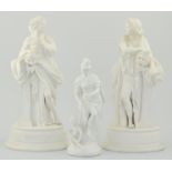 Pair of Victorian Parian figures, part union type, emblematic of comedy and tragedy,