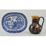 Blue and white meat dish, other blue and white and decorative ceramics etc (2 boxes).