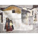 Bhagwan Kapoor (20th Century), Indian watercolour, Street Scene, framed, 50cm x 64cm.