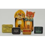 Advertising:  Lyons toffee tin "Jim and Tim", circa 1925 and four other tins, (5).