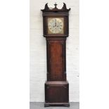 Oak and mahogany longcase clock, square brass dial, silvered centred, signed Lawson & Newton,
