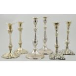 Pair of electroplated candlesticks,