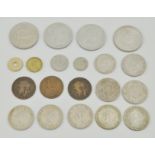 Collection of old pennies and pre-decimal and foreign coins etc, (1 box).