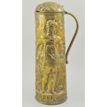 Embossed brass flagon and Henricus IV Imperator, 50cm.