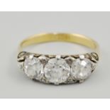 18ct Victorian three stone diamond ring, approximately 2.5ct.