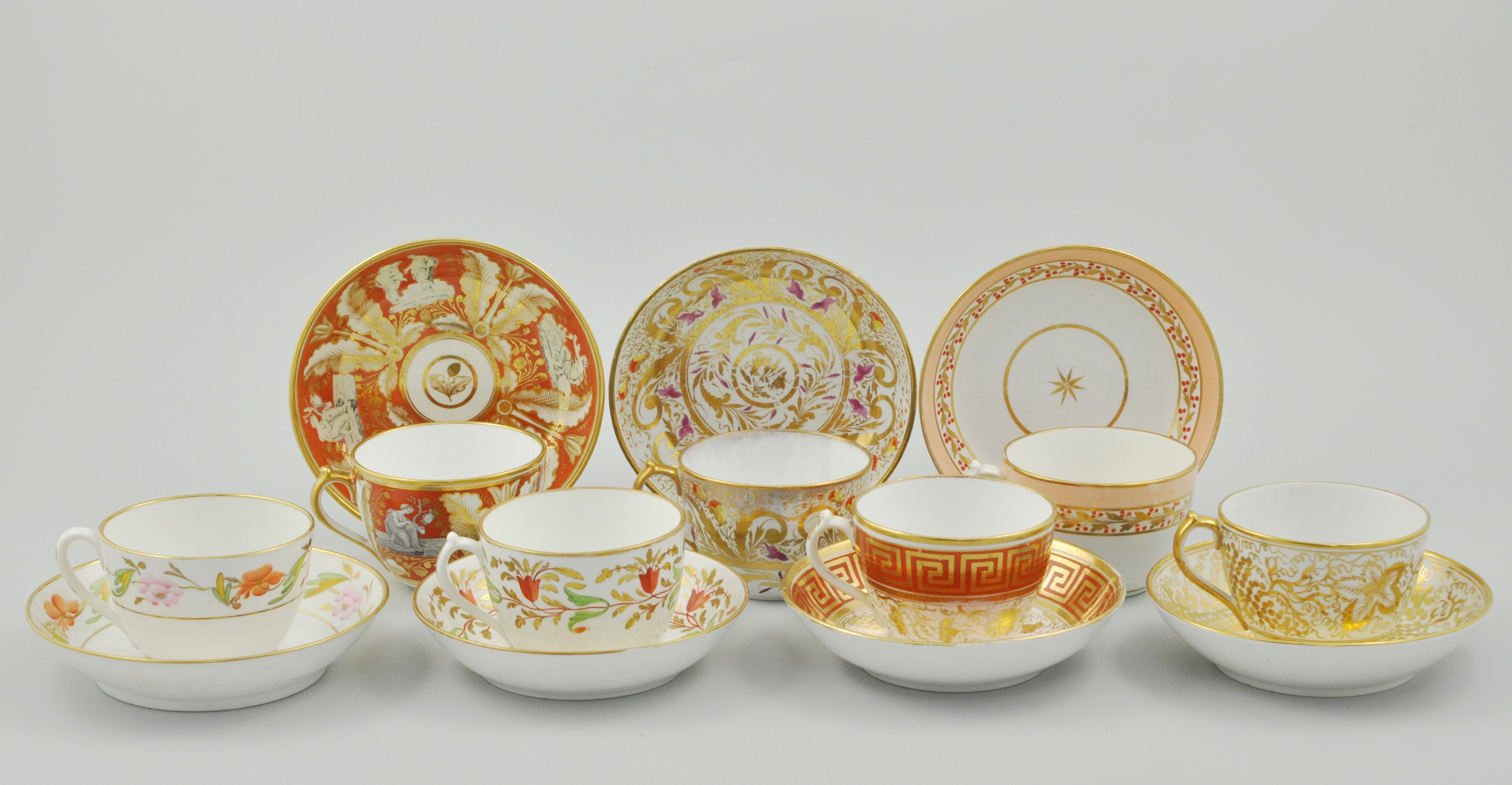 Collection of 18th/19th Century cups and saucers, (14).