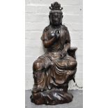 Large Chinese parcel gilt bronze model of a seated Buddha,