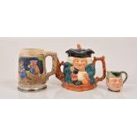 Shorters novelty teapot, designed as Mr Toby, 15cm, a Royal Doulton character jug The Poacher D6464,