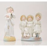 Continental porcelain nodding head fairing figure, 18cm and other figurines etc (7).