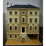 Modern dolls house, designed as a late 17th Century four storey town house, width 110cm.