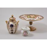 Royal Crown Derby ornamental vase and cover, 1905, Imari pattern, twin handles, domed lid, 16cm,