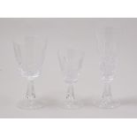 Suite of Waterford crystal comprising six Champagne flutes, 50cm, six wines and six Sherry's.