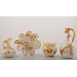 Royal Worcester jug shape vase, date mark for 1888, with a lizard handle,