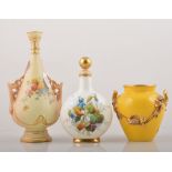 Royal Worcester "Persian" bottle vase, date mark for 1903, twin scrolled handles,