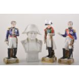 Three Continental porcelain figures, Napoleon, Gouvion Saint Cry and Massina, 23cm,