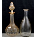 Glass mallet shaped decanter, City of London School, 28cm,