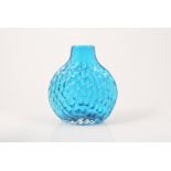 Geoffrey Baxter for Whitefriars, an 'Onion' vase, circa 1970, textured Kingfisher coloured glass,