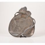 WMF, a pewter figural dish, circa 1900, the outline of the nude maiden forming the well,