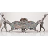 WMF, attributed, a large figural metal centre bowl, circa 1900, two maidens forming the handles,