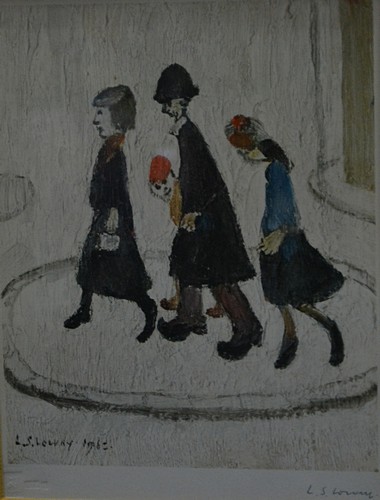 After Laurence Stephen Lowry, The Family, signed in biro, Fine Art Trade Guild blindstamp 'KBF',