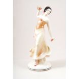 Hertwig Katzhutte, a porcelain Spanish dancer, circa 1930, female in flowing skirt with castanets,
