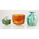 Mdina Glass, two art glass vases and a bowl, largest vase 14cm high, (3).