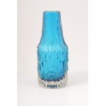 Geoffrey Baxter for Whitefriars, a 'Mallet' vase, circa 1970, textured Kingfisher coloured glass,