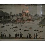 After Laurence Stephen Lowry, Crime Lake, signed, colour print,