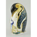 Royal Crown Derby paperweight, modelled as an Emperor penguin, gold stopper, 13cms, (unboxed).