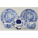 Collection of Spode "Italian" design blue and white dinner and breakfast ware,