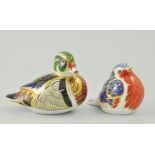 Royal Crown Derby paperweight, "Carolina Duck", gold stopper, 9cms,