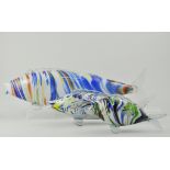 Large Murano glass fish, 50cms, together with two other Murano glass fish, (3).